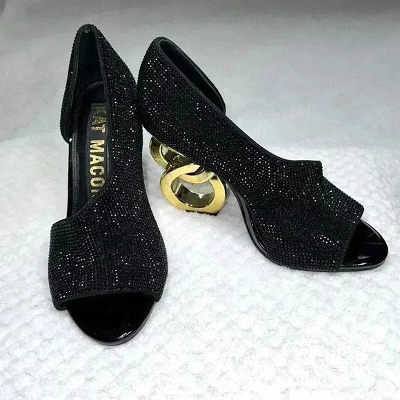 KAT MACONIE SZ 6 Black Peep toe heels - Picture 3 of 9